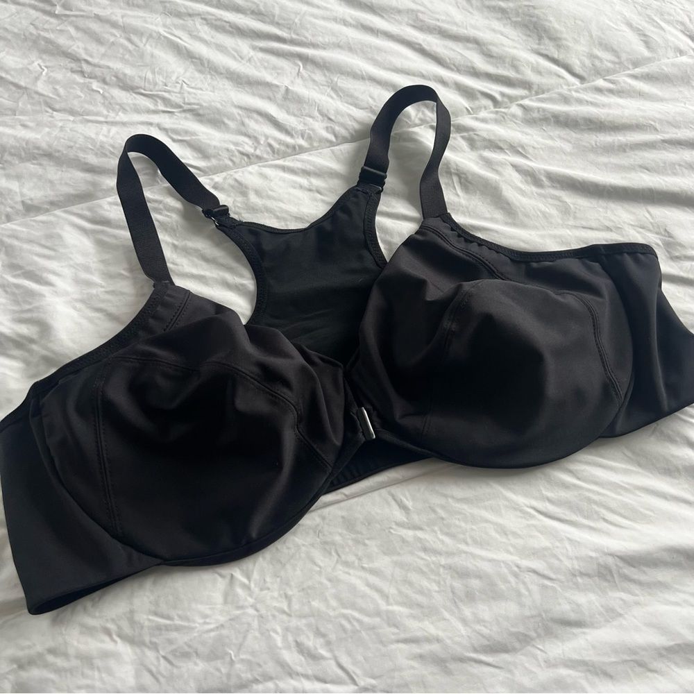 Glamorise black bra 46c front closure racerback